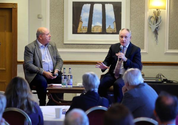 MSP Richard Lochhead (right) addresses delegates with Marc Crothall, CEO of the Scottish Tourism Alliance